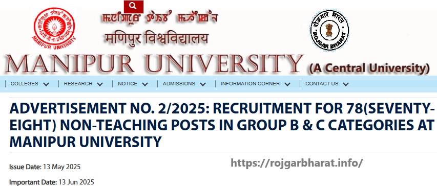 Manipur University Non Teaching Group B and C Recruitment 2025